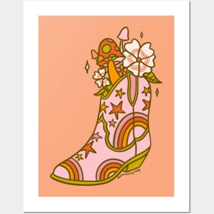 Flower Cowboy Boot Posters and Art